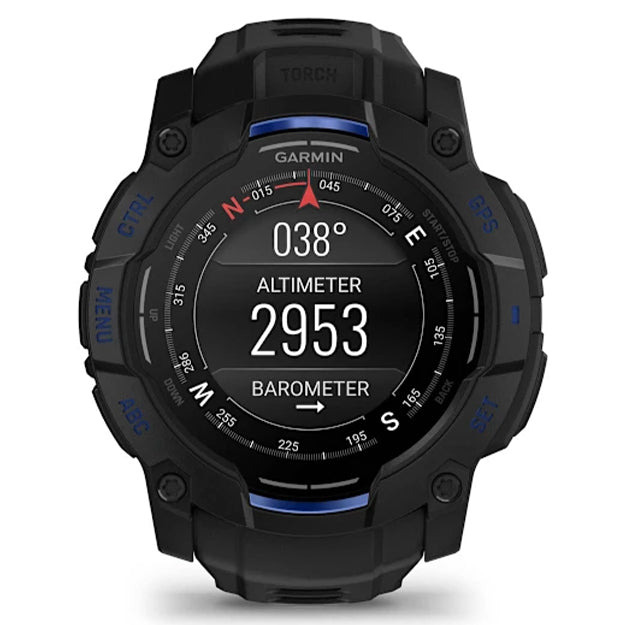 Garmin Instinct 3 Supernova 50mm AMOLED Rugged GPS Watch (Limited Edition) - Black With Bolt Blue Band