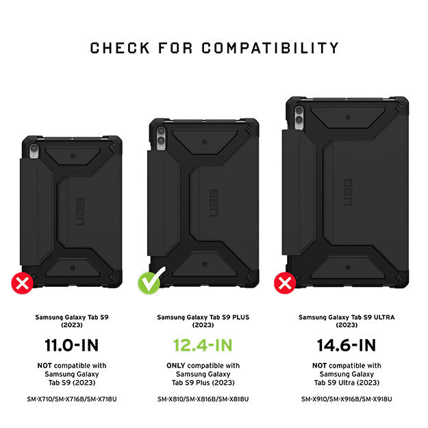 UAG Metropolis SE Folio Case For Galaxy Tab S10/S9 PLUS 12.4" - Black