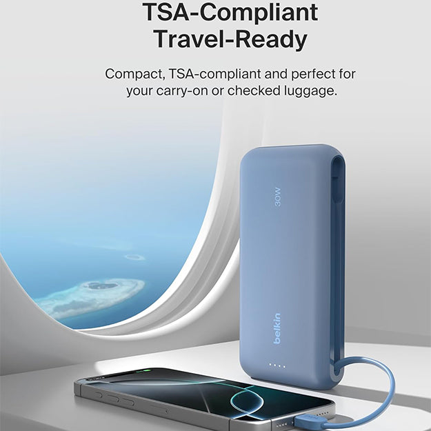 Belkin BoostCharge 20000 mAh PD 30 Watt USB-C Integrated Cable Power Bank