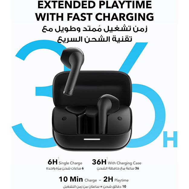 Anker Zolo 10 000mAh 22.5W Power Bank & Anker Soundcore K20i Bluetooth Wireless Semi In-Ear Earbuds Bundle - Black