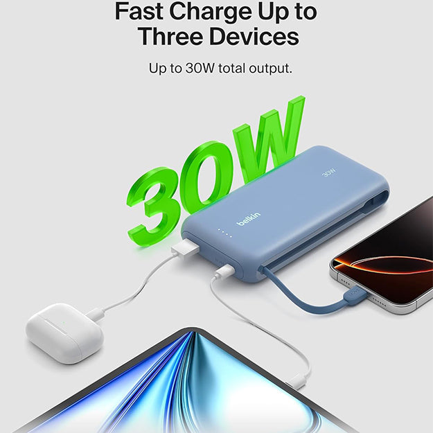 Belkin BoostCharge 20000 mAh PD 30 Watt USB-C Integrated Cable Power Bank