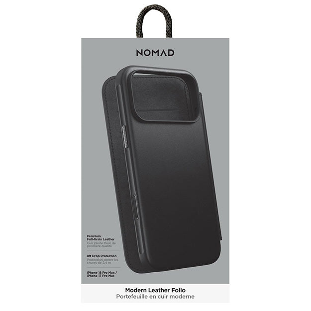 Nomad MagSafe Modern Leather Folio Case For Apple iPhone 18 PRO MAX / 17 PRO MAX - Black