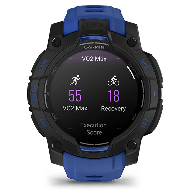 Garmin Instinct 3 Supernova 45mm AMOLED Rugged GPS Watch (Limited Edition) - Black With Bolt Blue Band