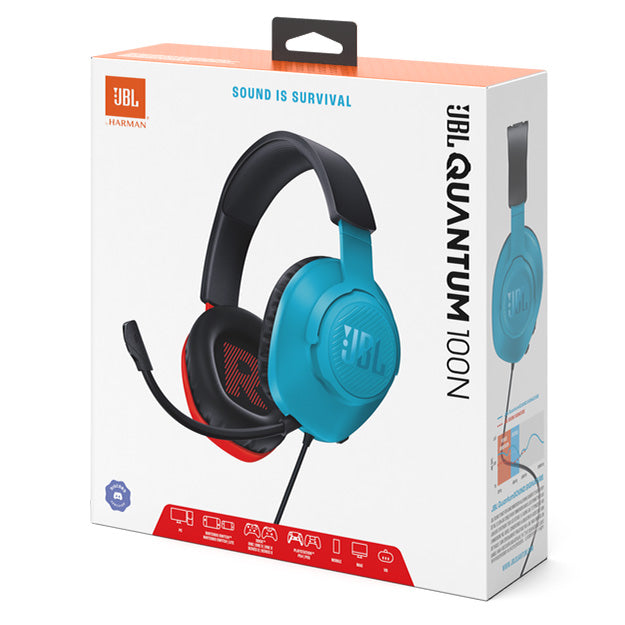 JBL Quantum 100N Wired Over-Ear Gaming Headset With Detachable Mic - Red/Blue
