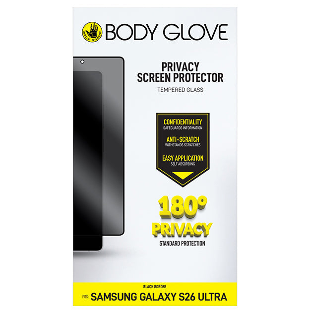 Body Glove Privacy Tempered Glass Screen Protector For Samsung Galaxy S26 ULTRA – Black