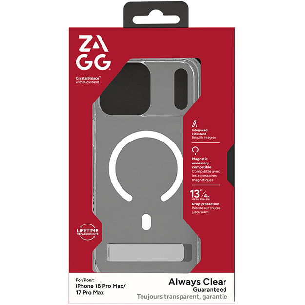 Zagg Crystal Palace Snap MagSafe Case With KickStand For Apple iPhone 18 PRO MAX / 17 PRO MAX - Clear