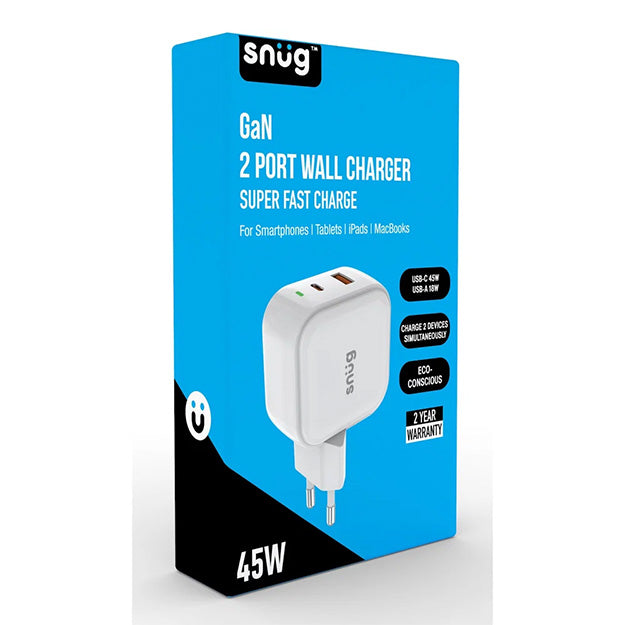 Snug 2 Port USB/Type-C Wall Charger 45W
