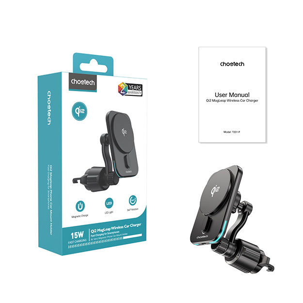 Choetech Magnetic Wireless Car Charger T231-F 15W – Black