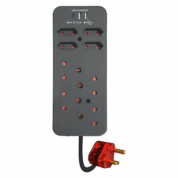 ChargePro 8 High Level Surge & USB Protector (3.4AMP USB Type-C & USB-A) - Black