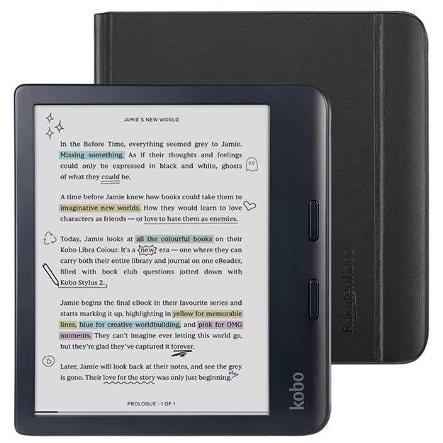 Kobo Libra Colour 7" eReader With Original Kobo Libra Notebook Cover Bundle - Black
