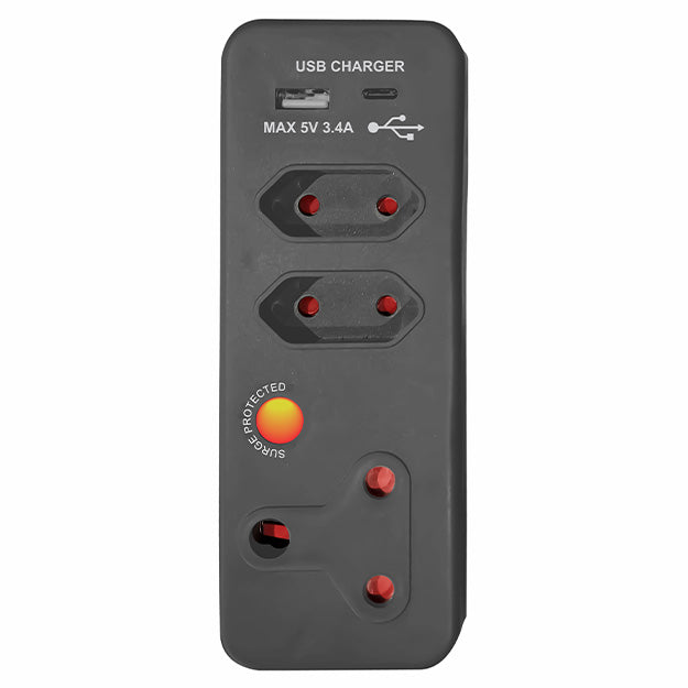 ChargePro 1 High Level Surge & USB Protector (3.4AMP USB Type-C & USB-A) - Black