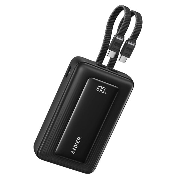 Anker Zolo 20 000mAh 45W Power Bank With Built-In Dual USB-C Cables - Black