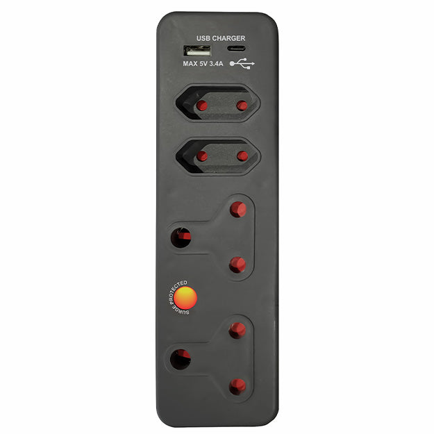 ChargePro 3 High Level Surge & USB Protector (3.4AMP USB Type-C & USB-A) - Black