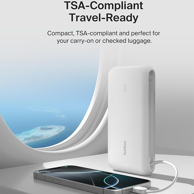 Belkin BoostCharge 20000 mAh PD 30 Watt USB-C Integrated Cable Power Bank