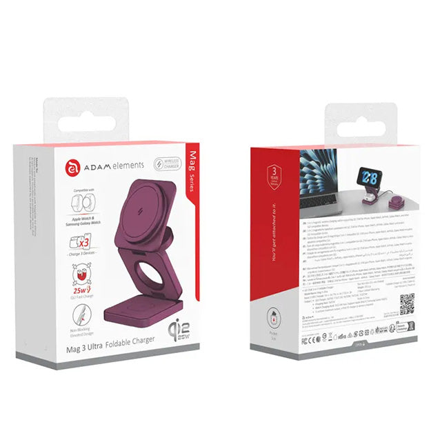 Adam Elements Mag 3 Ultra Qi2 3-in-1 Foldable Charging Station