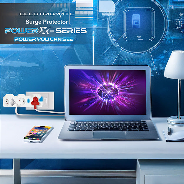 ElectricMate Power X-Series 1x16A + 1xSchuko + 2x3 Pin Euro Surge Protector Power Strip