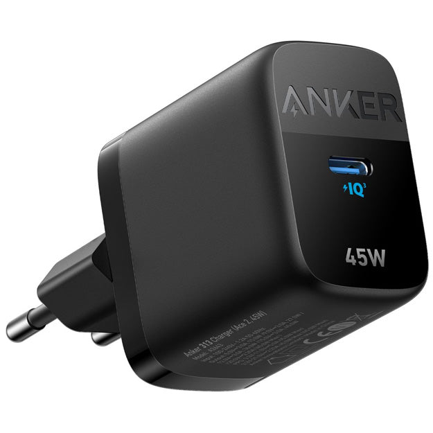 Anker 313 1 Port 45W Ace Wall Charger Type-C Port SA 2 Pin Plug - Black