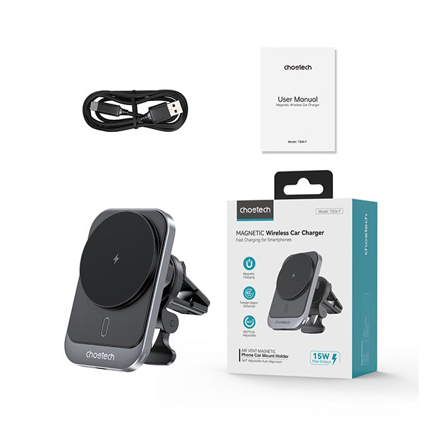 Choetech Magnetic Wireless Car Charger T206-F 15W – Black