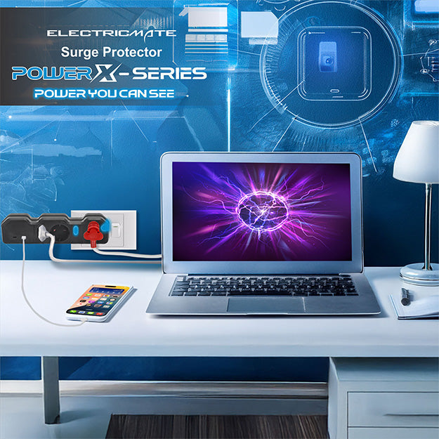 ElectricMate Power X-Series 1x16A + 1xSchuko + 1x3 Pin Euro + 3.4A USB Surge Protector Power Strip