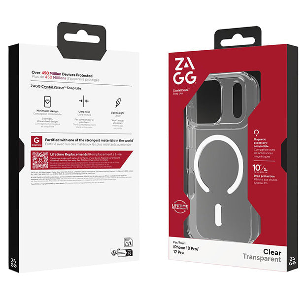 Zagg Crystal Palace Lite Snap MagSafe Case For Apple iPhone 18 PRO / 17 PRO - Clear