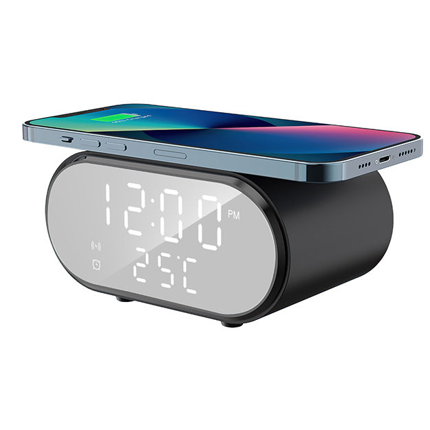 Snug Wireless Charger With Clock For Smartphones And iPhones - Black