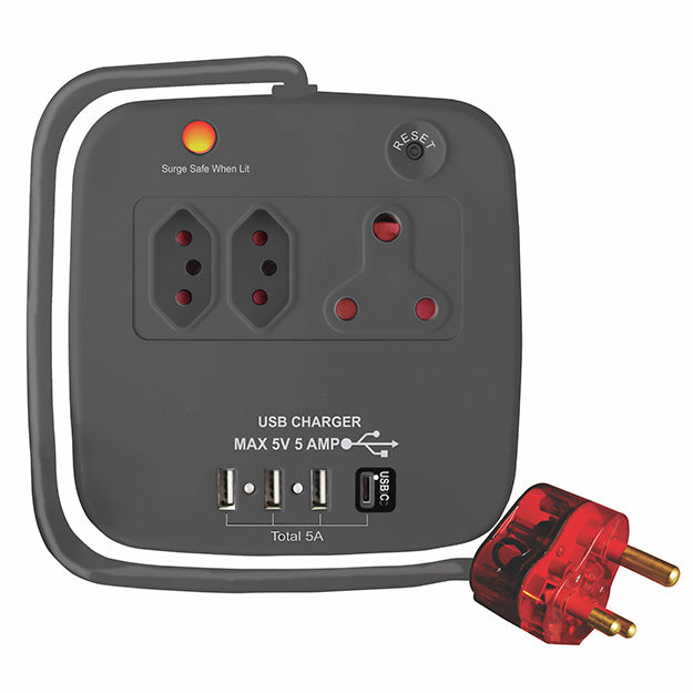 ChargePro USB Hub High Level Surge & USB Protector (5A USB Type-C & USB-A) - Black