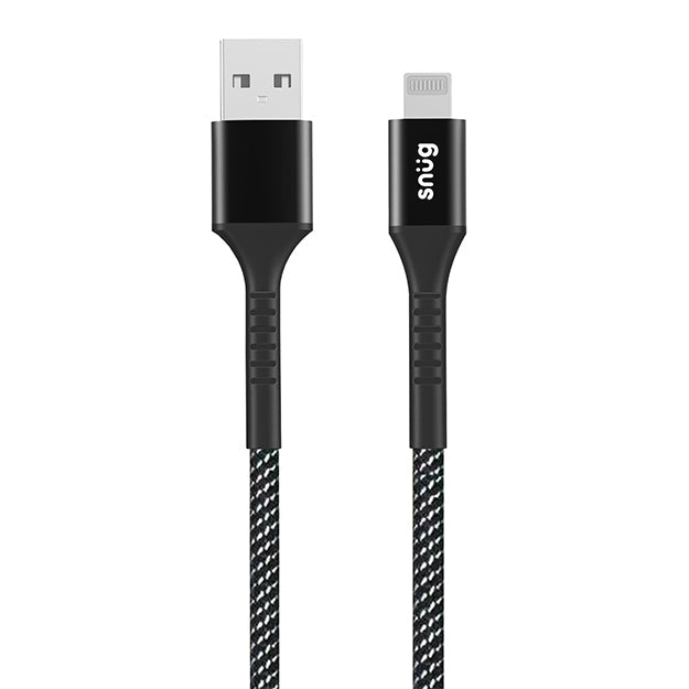 Snug Lightning To USB-A Charging And Data Transfer Braided Series Cable - Black & Silver