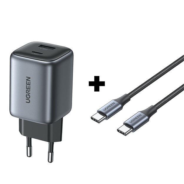 UGreen Nexode 35W Wall Charger + UGreen 60W Fast Charging USB-C Cable - Black