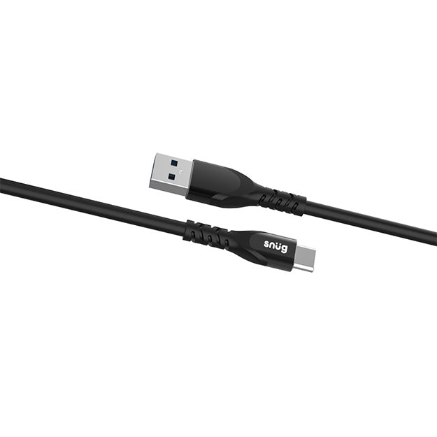 Snug USB-C To USB-A Silicone Charging And Data Transfer 1.2m Cable - Black