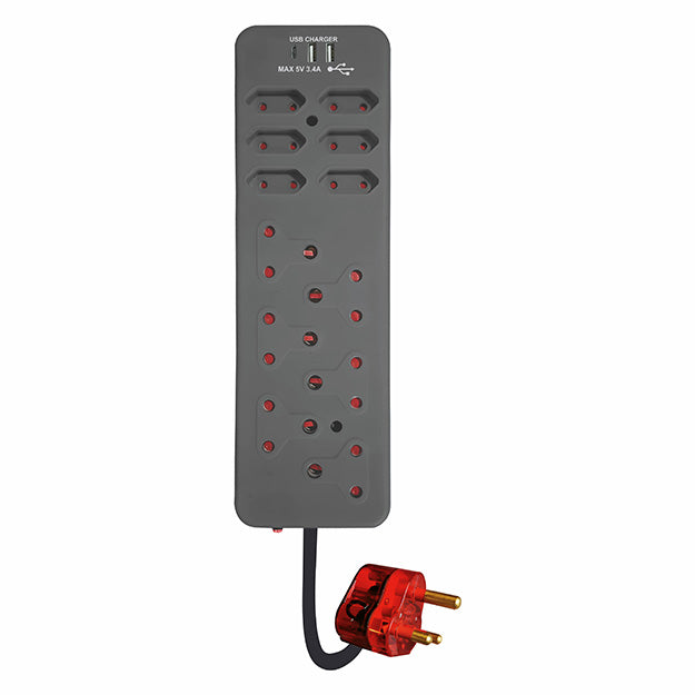 ChargePro 12 High Level Surge & USB Protector (3.4AMP USB Type-C & USB-A) - Black