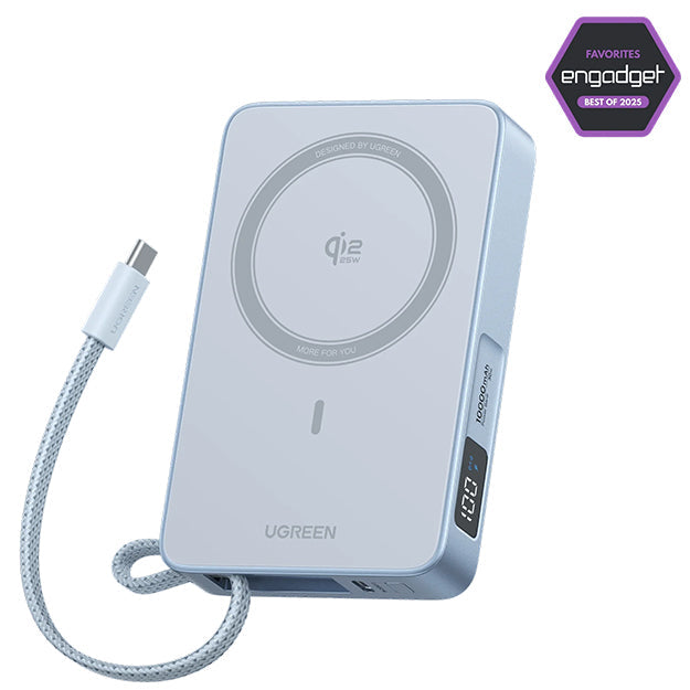 UGreen MagFlow Magnetic Wireless 10 000mAh Power Bank Qi2 25W With MagSafe - Blue