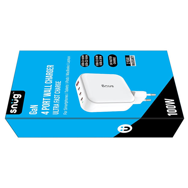 Snug GaN 4 Port Ultra Fast Wall Charger - White