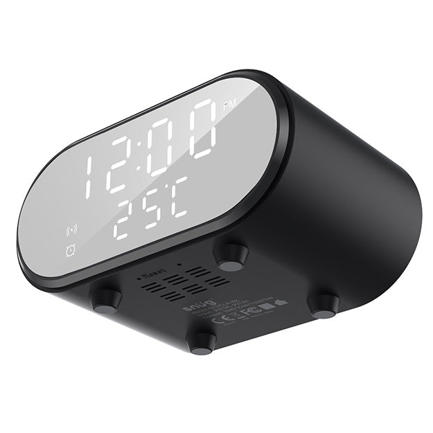 Snug Wireless Charger With Clock For Smartphones And iPhones - Black