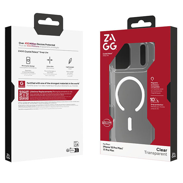 Zagg Crystal Palace Lite Snap MagSafe Case For Apple iPhone 18 PRO MAX / 17 PRO MAX - Clear