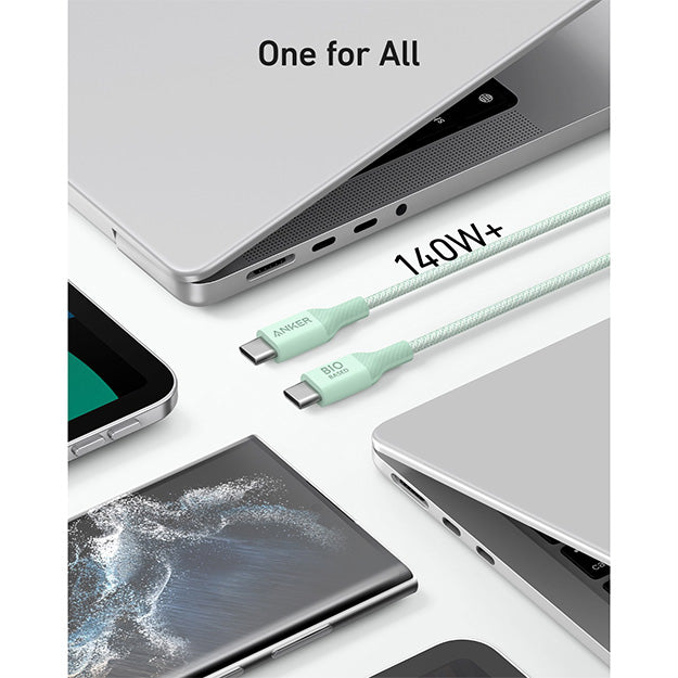 Anker 544 Bio-Based USB C-USB C Cable Fast Charging 140W 0.9M Cable – Green