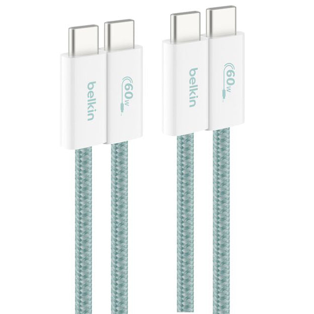 Belkin 1.5m USB-C To USB-C 60W Braided Charging Cable (2 Pack)