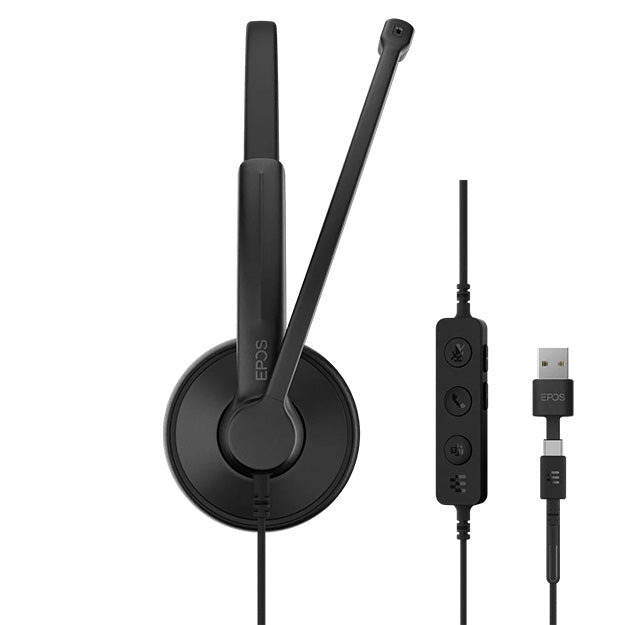 EPOS Impact 100 MS Stereo USB-C+A On-Ear Headset - Black