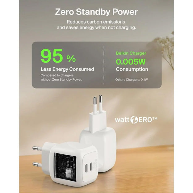 Belkin 50W Dual Type-C GaN Charger - White