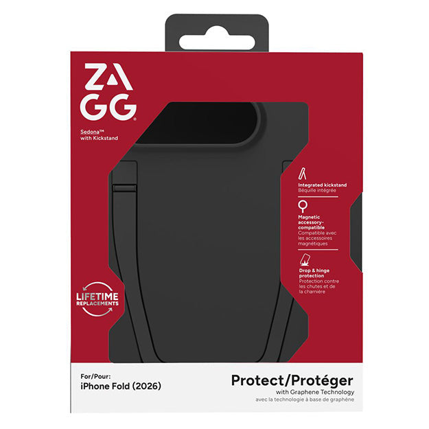 Zagg Sedona MagSafe Foldable Case With KickStand For Apple iPhone DUO - Black