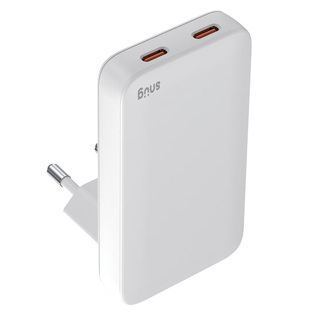 Snug GaN 65W 2 Port Slim Wall Charger With Rapid Fast Charge - White