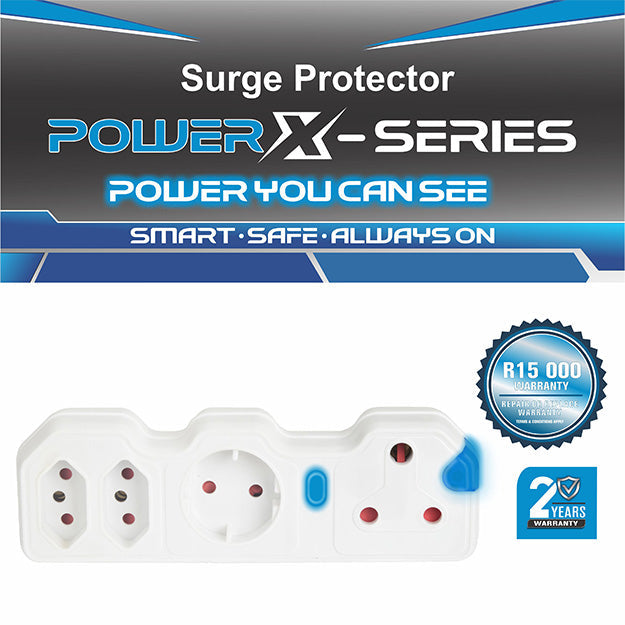 ElectricMate Power X-Series 1x16A + 1xSchuko + 2x3 Pin Euro Surge Protector Power Strip