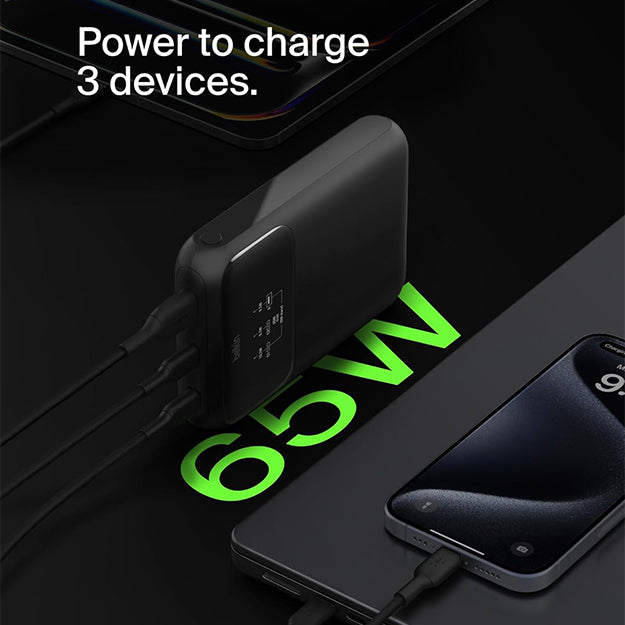 Belkin BoostCharge Pro 20000 mAh 3 Port Power Bank - Black