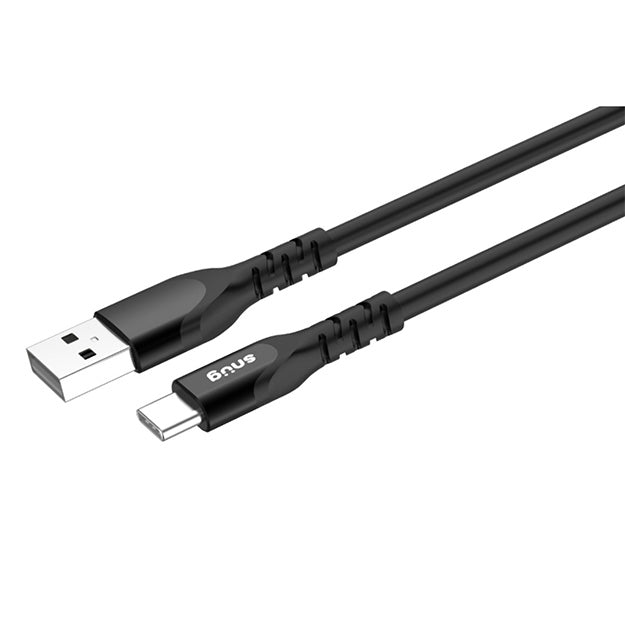 Snug USB-C To USB-A Silicone Charging And Data Transfer 1.2m Cable - Black