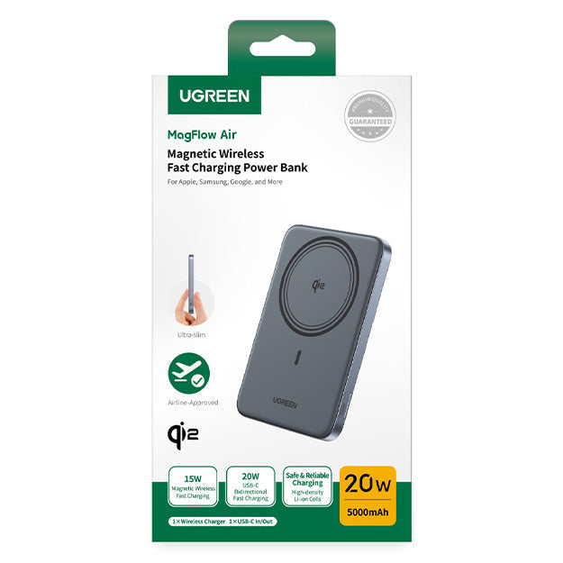 UGreen MagFlow Air 5000mAh Magnetic Wireless Fast Charging Power Bank