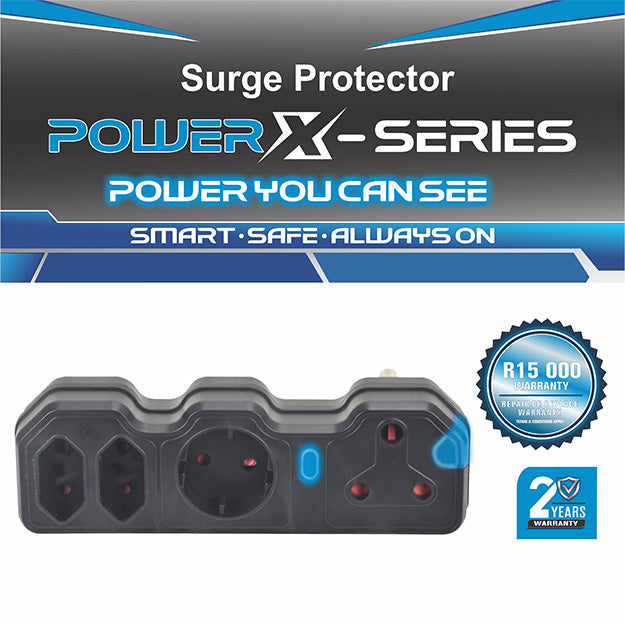 ElectricMate Power X-Series 1x16A + 1xSchuko + 2x3 Pin Euro Surge Protector Power Strip