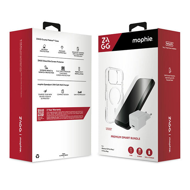 Zagg Phone Case / Screenguard / Wall Charger Premium Bundle For Apple iPhone 18 Pro Max / iPhone 17 Pro Max