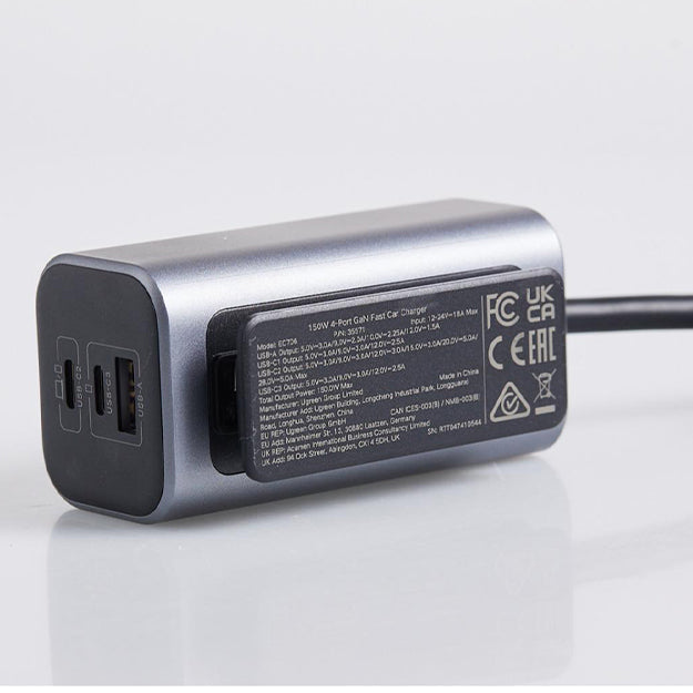 UGREEN GaN 4 Port Car Charger 150W – Grey