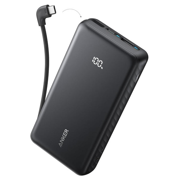 Anker Zolo 20 000mAh 22.5W Power Bank With Retractable Cable - Black