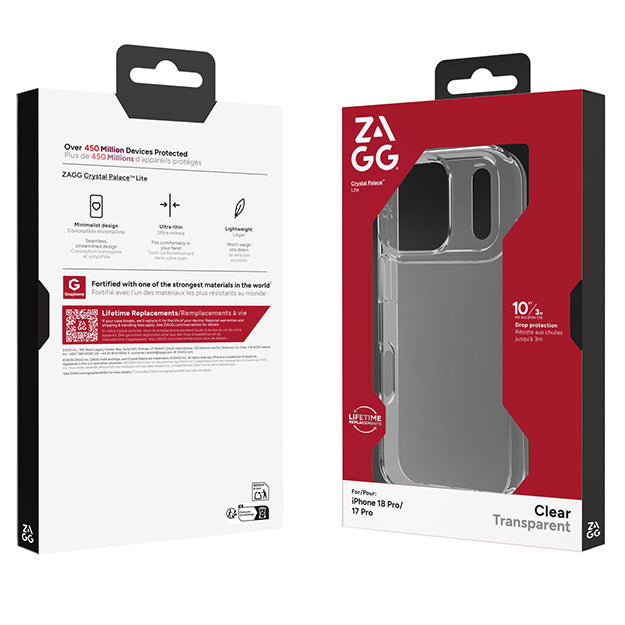 Zagg Crystal Palace Lite Case For Apple iPhone 18 PRO / 17 PRO - Clear