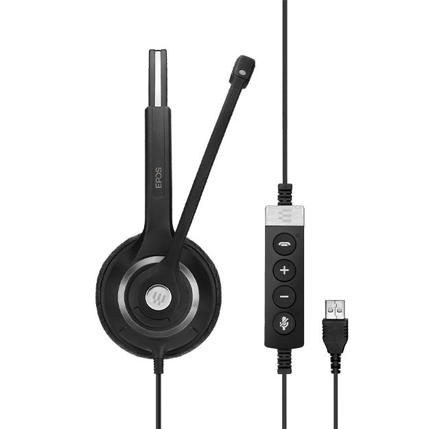 EPOS Impact SC 260 USB MS II Wired Robust Double-Sided USB On-Ear Headset - Black